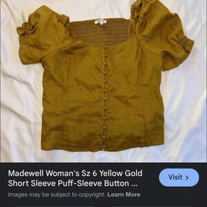 Madewell womans Mustard Button-Up Shirt size 2